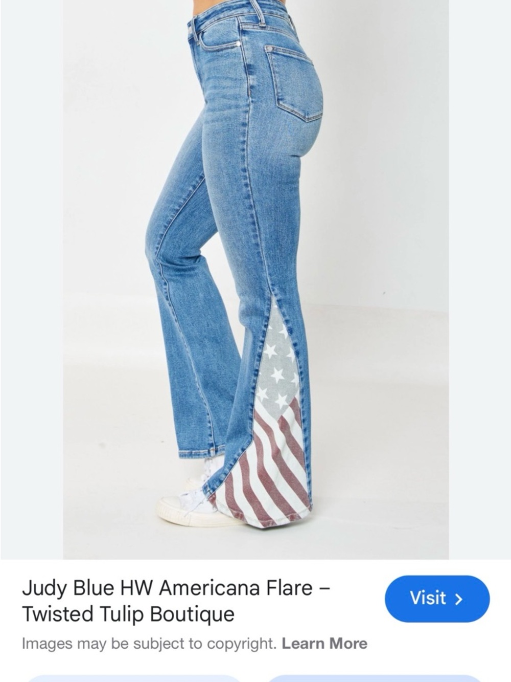 Judy Blue HW Americana Flare Jeans NWT $85 Size 7/25 High Rise USA Flag Denim - Picture 14 of 14